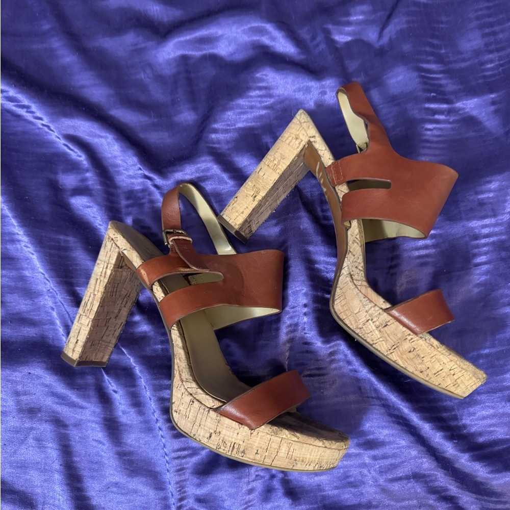 Stylish Brown Cork Heel Sandals